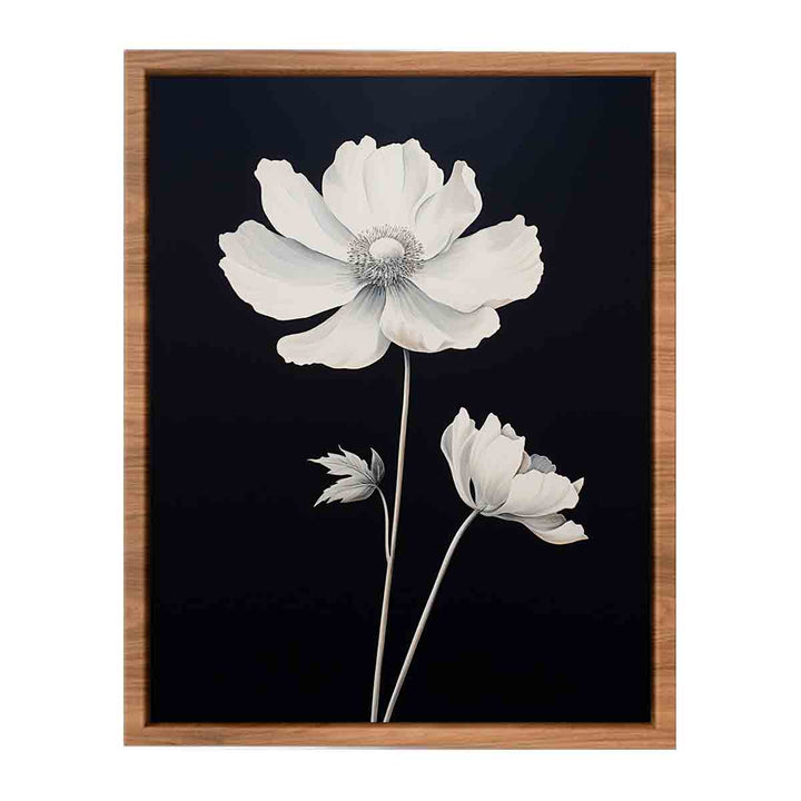 White Black Flower Painting  