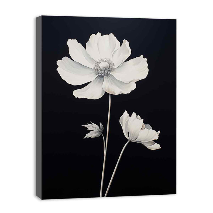 White Black Flower Painting  