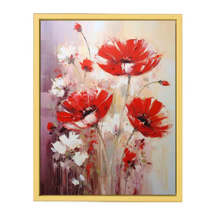 Red White Art Flower Painting   Poster