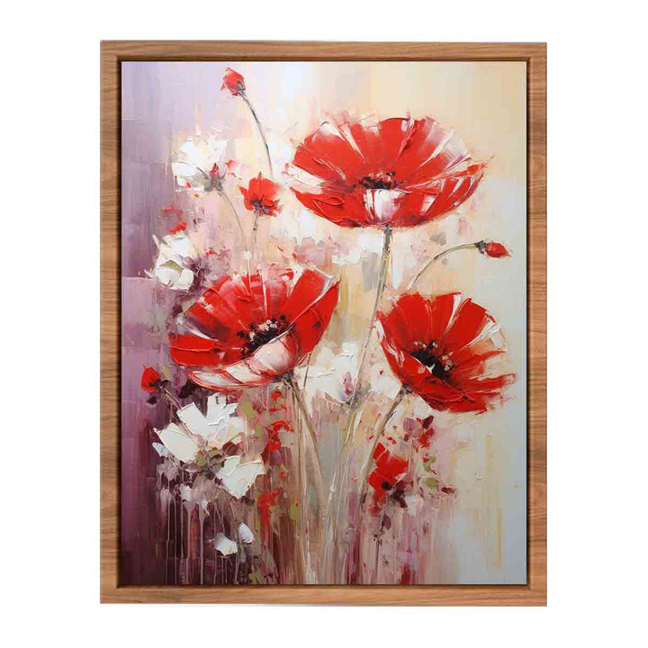 Red White Art Flower Painting  