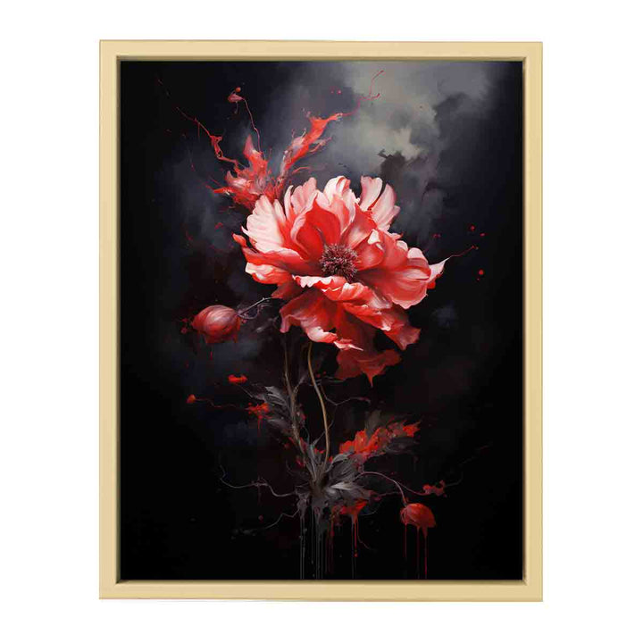 Black Red Flower Painting  Framed Print