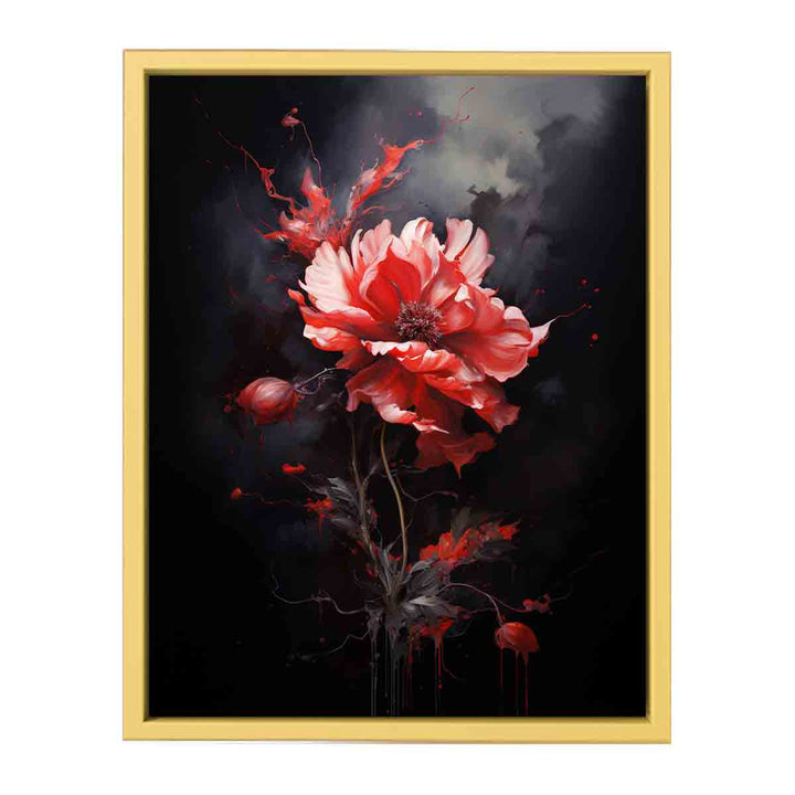 Black Red Flower Painting   Poster