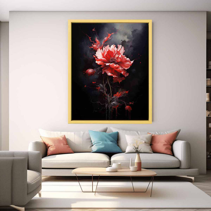 Black Red Flower Painting  