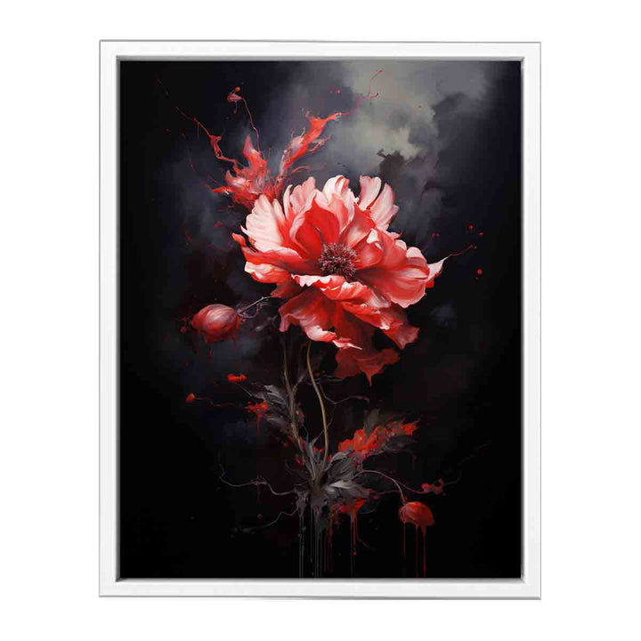 Black Red Flower Painting  Canvas Print