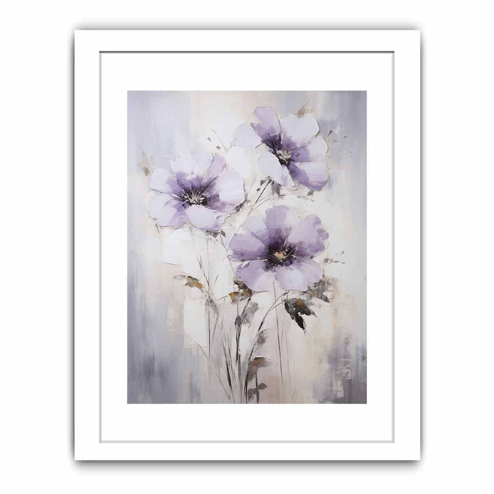 White Purple Art Flower Painting