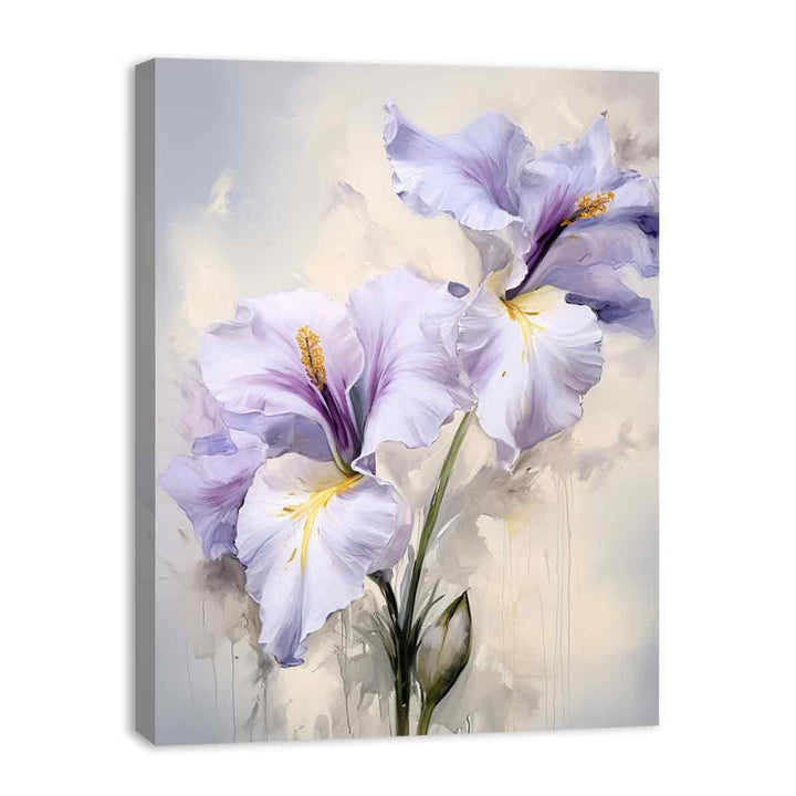 White Purple Flower Painting  