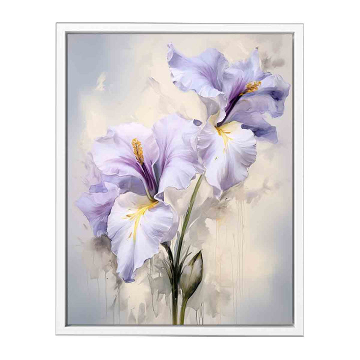 White Purple Flower Painting  Canvas Print