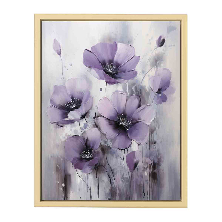 Purple Grey Art Flower Painting  Framed Print