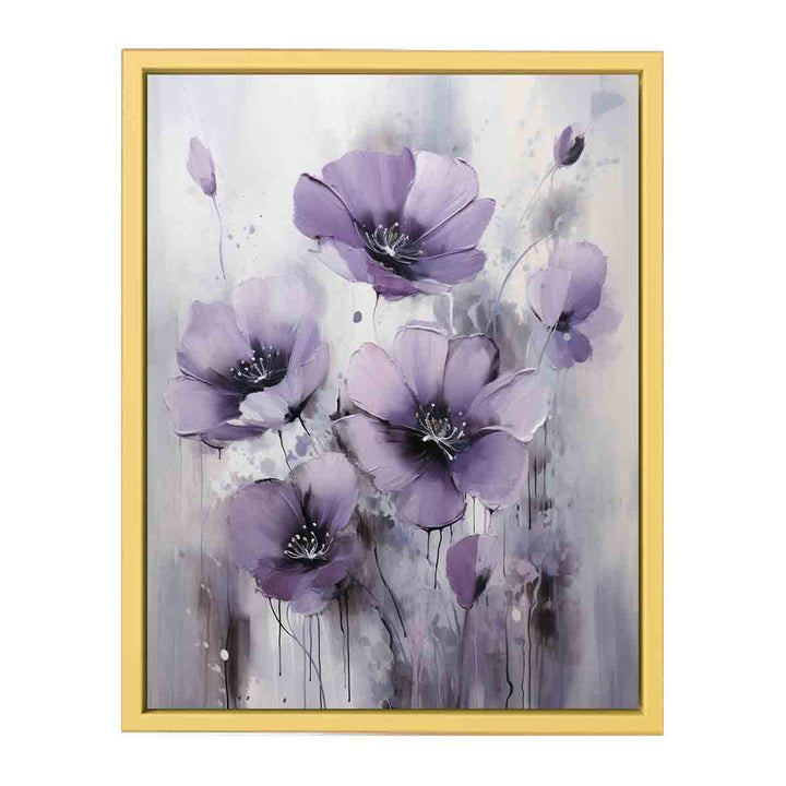 Purple Grey Art Flower Painting   Poster