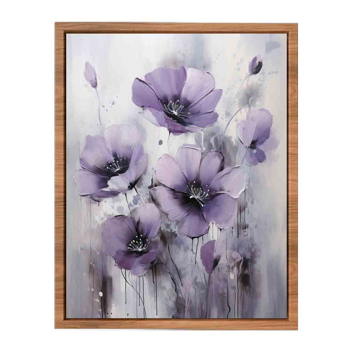 Purple Grey Art Flower Painting  
