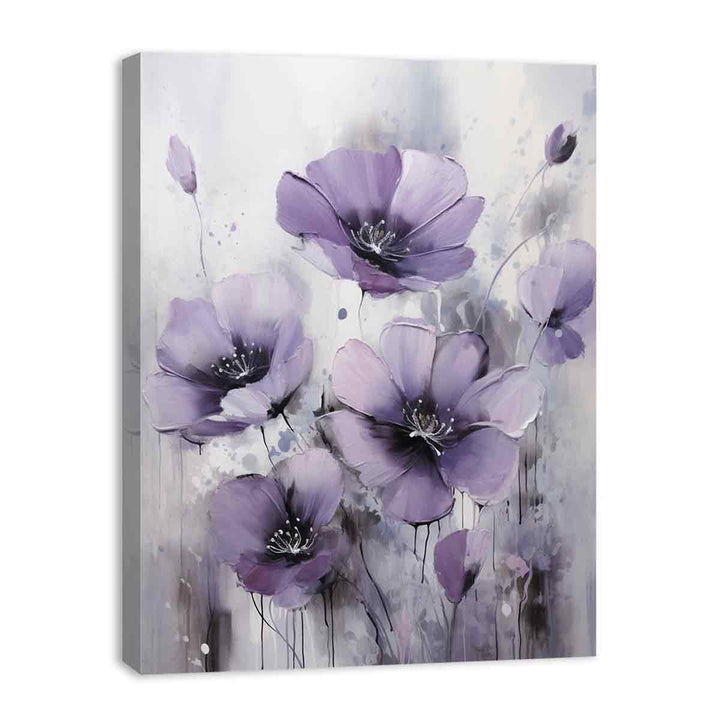 Purple Grey Art Flower Painting  