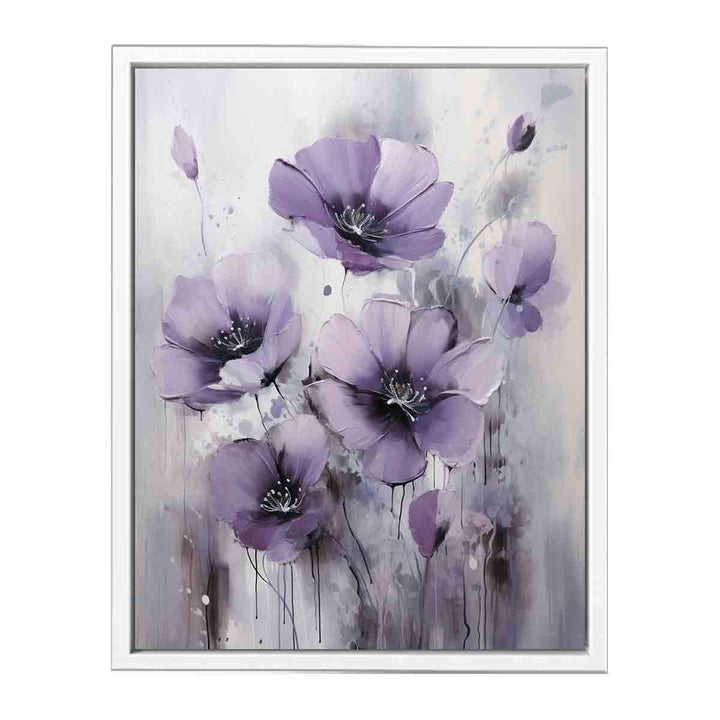 Purple Grey Art Flower Painting  Canvas Print