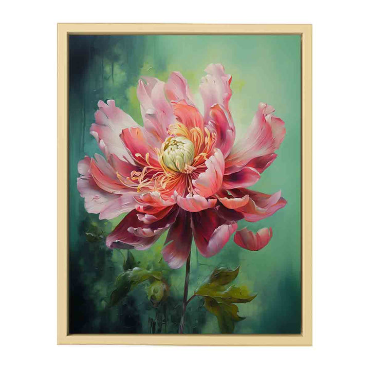 Green Pink Flower Painting  Framed Print