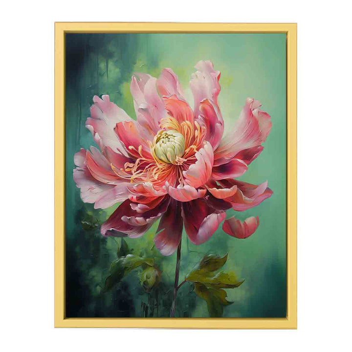 Green Pink Flower Painting   Poster
