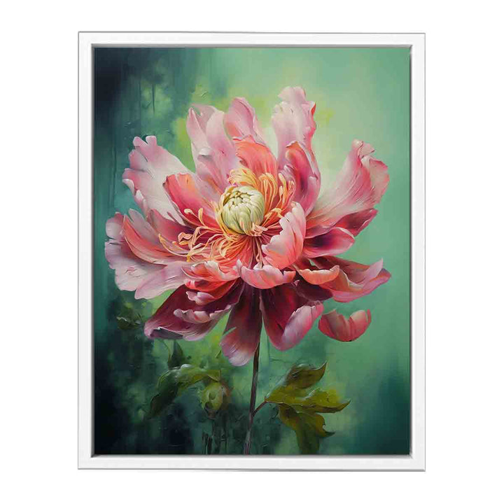 Green Pink Flower Painting  Canvas Print