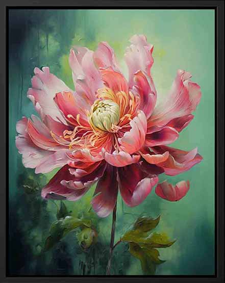 Green Pink Flower Painting  
