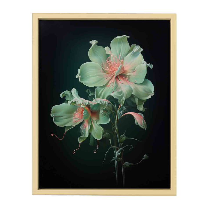 Green Art Flower Painting  Framed Print