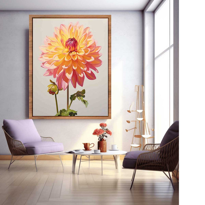Flower Yellow Pink Painting  