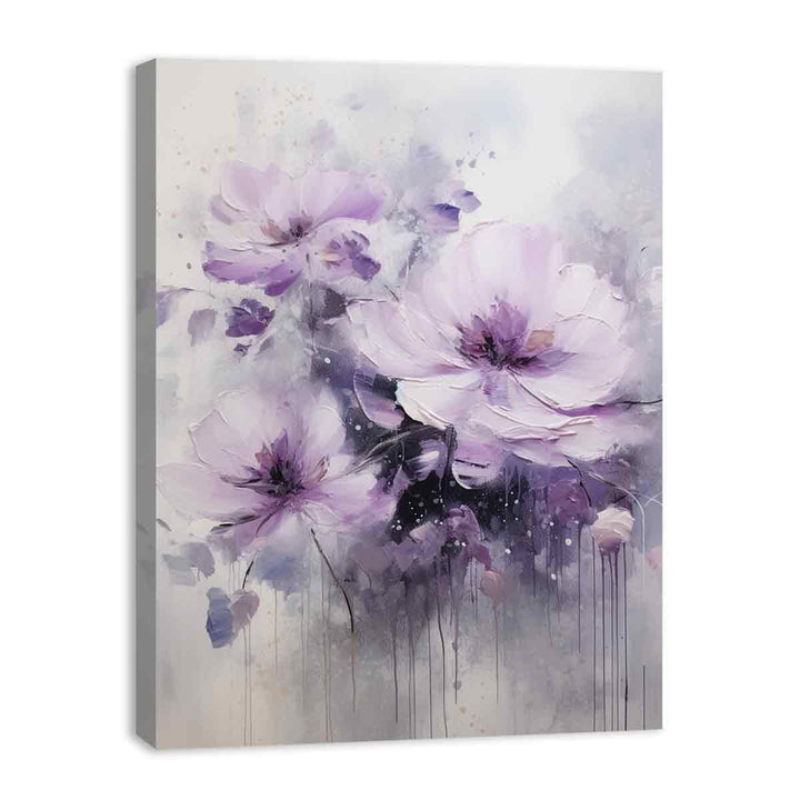 Purple Grey Flower Painting  