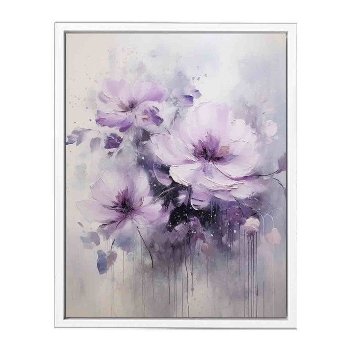 Purple Grey Flower Painting  Canvas Print