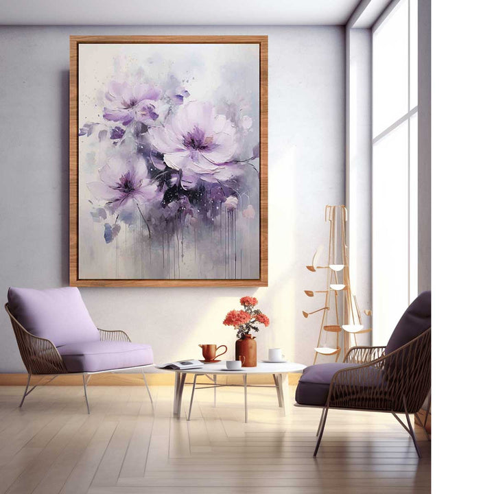 Purple Grey Flower Painting  