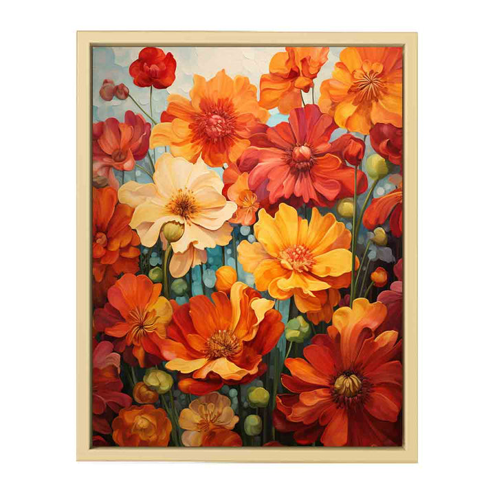 Flower Red Yellow Art Painting  Framed Print