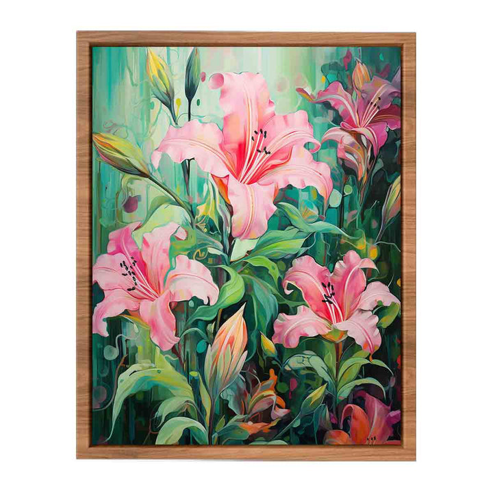 Flower Pink Green Art Painting  