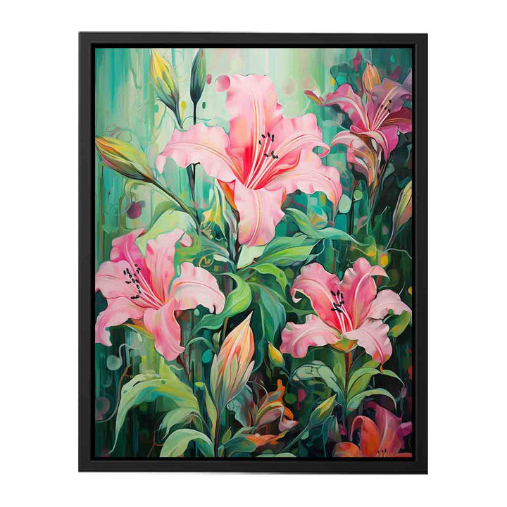 Flower Pink Green Art Painting  