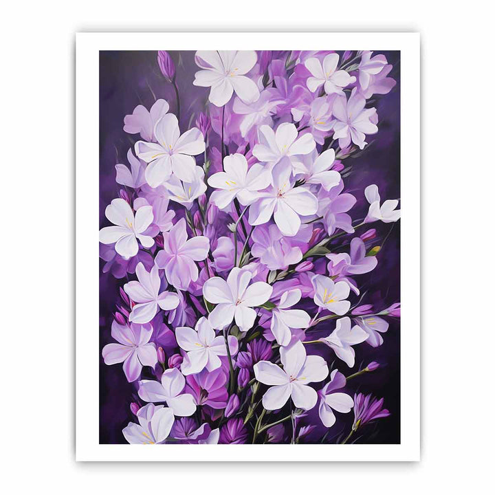 Flower Art Purple White Painting