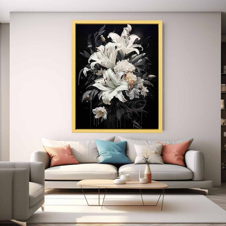 Flower White Black Art Painting  