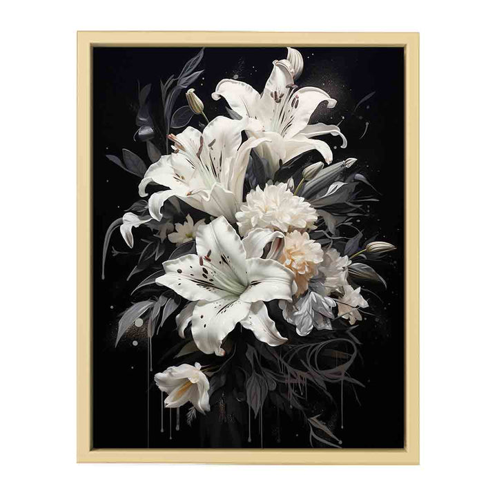 Flower White Black Art Painting  Framed Print
