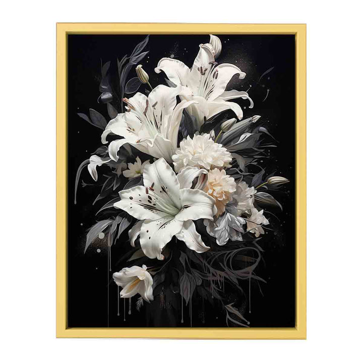 Flower White Black Art Painting   Poster
