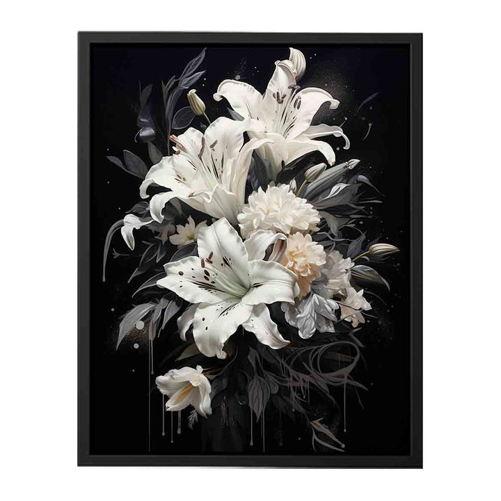 Flower White Black Art Painting  
