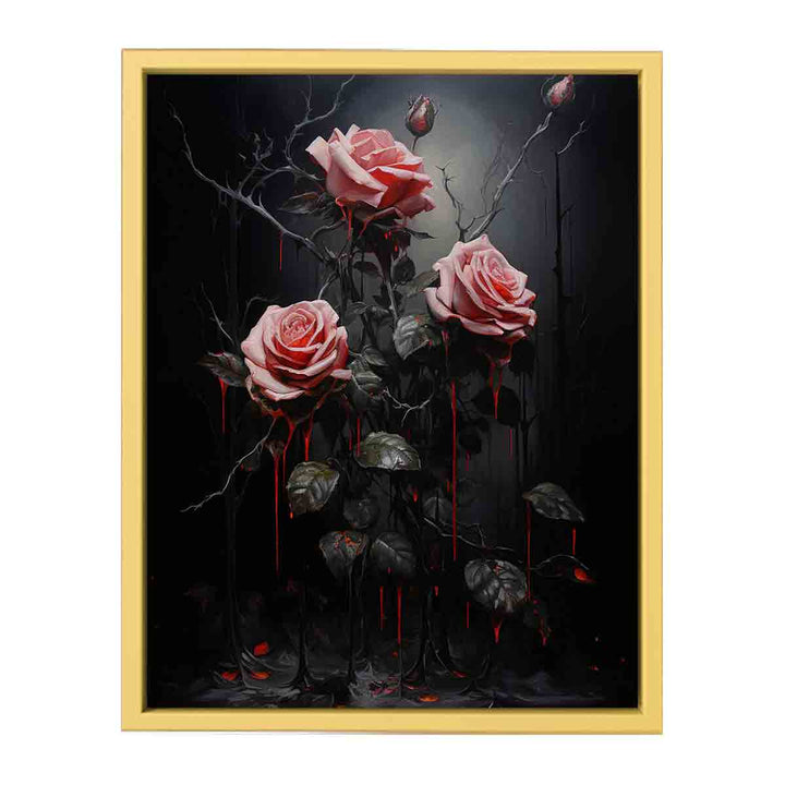 Flower Art Black Painting   Poster