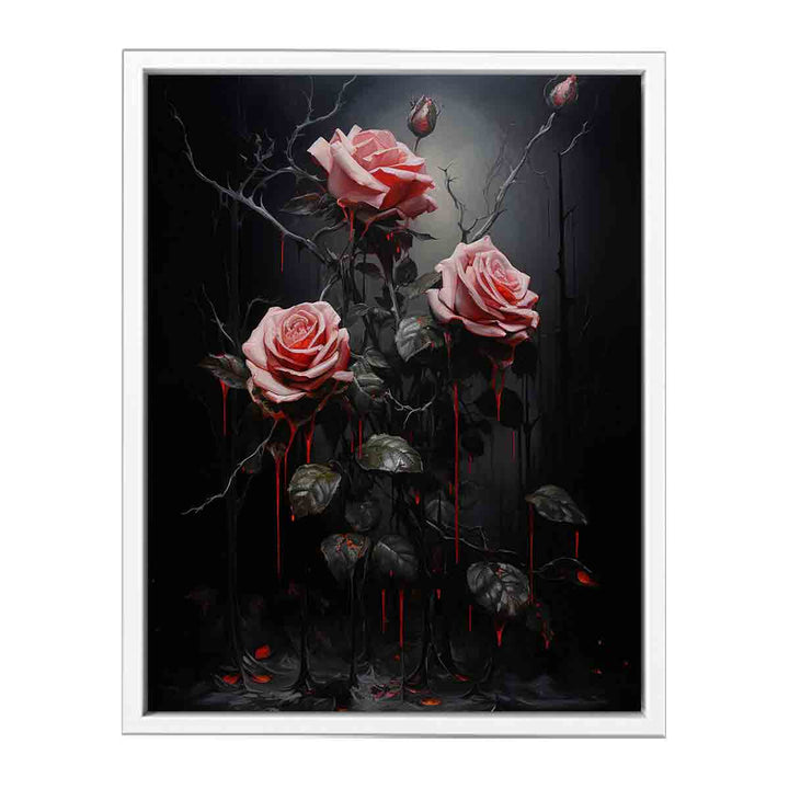 Flower Art Black Painting  Canvas Print