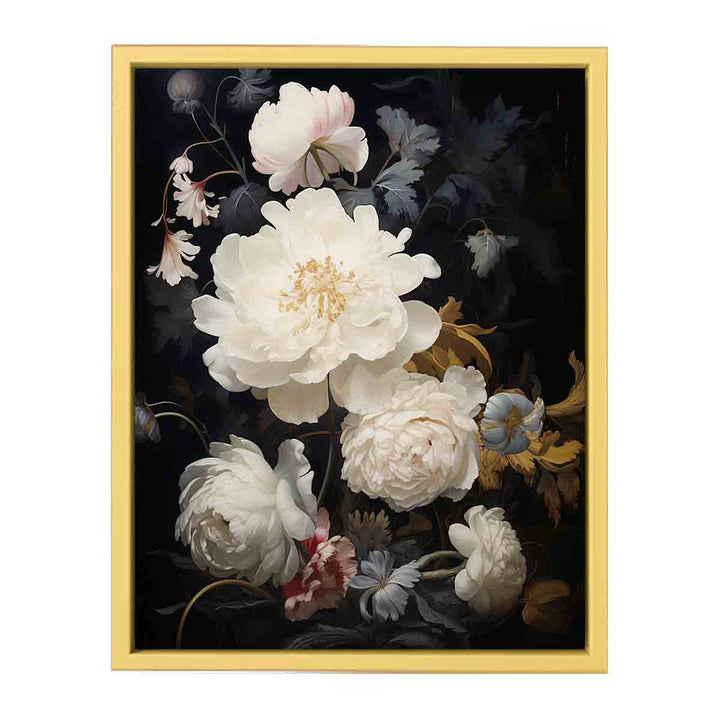 Flower Black Art Painting   Poster