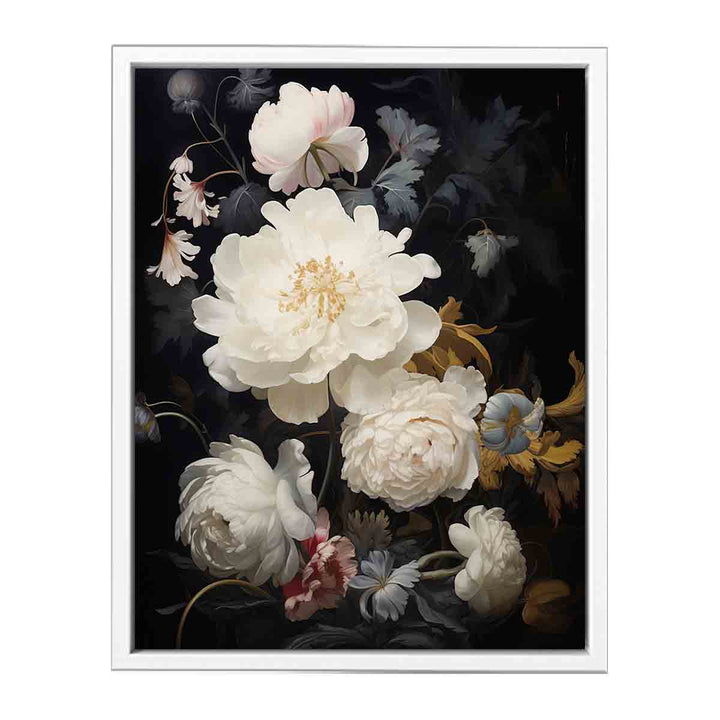 Flower Black Art Painting  Canvas Print