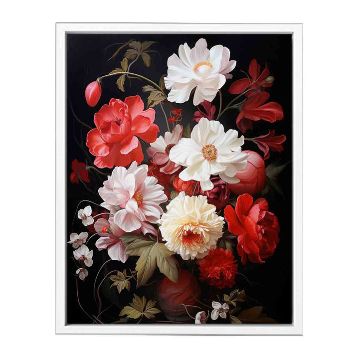 Flower Art Red White Painting  Canvas Print