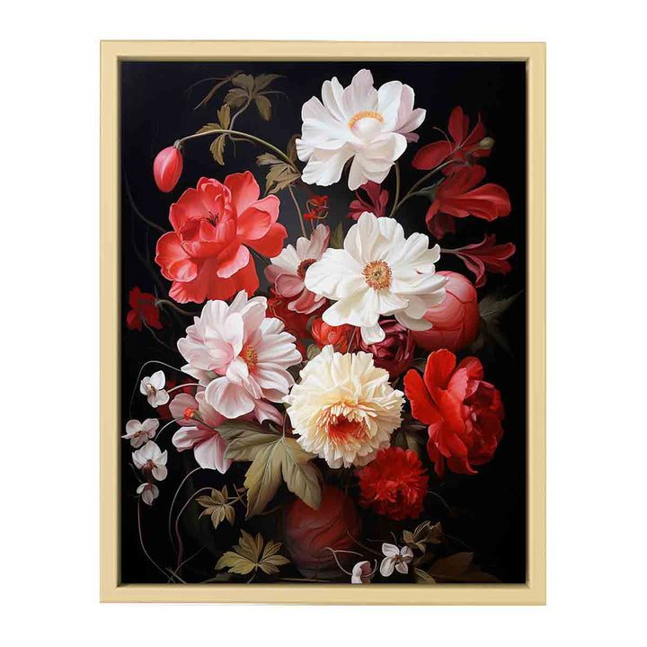 Flower Art Red White Painting  Framed Print