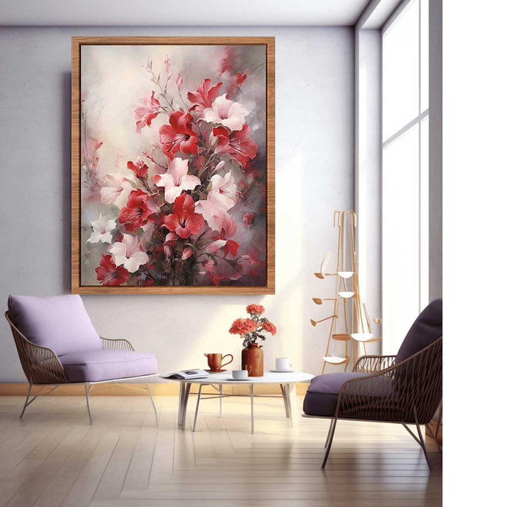 Flower White Red Art Painting  