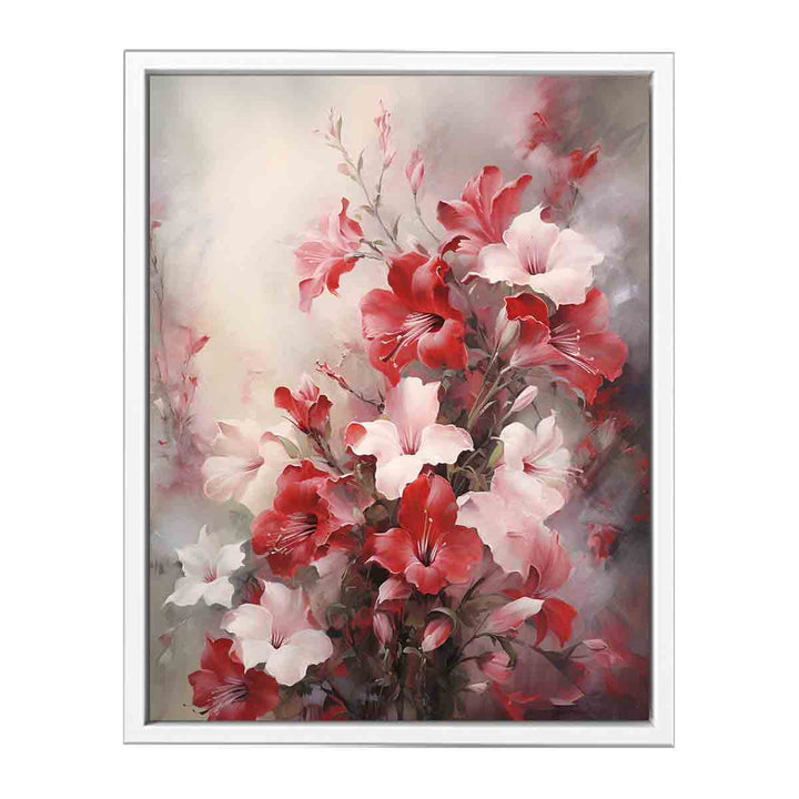 Flower White Red Art Painting  Canvas Print