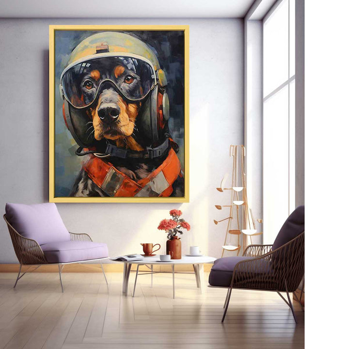 Dog wearing Helmet Modern Art