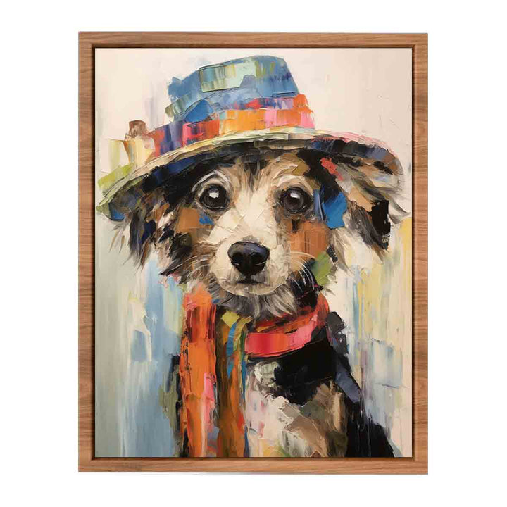 Dog Wearing Hat Modern Art