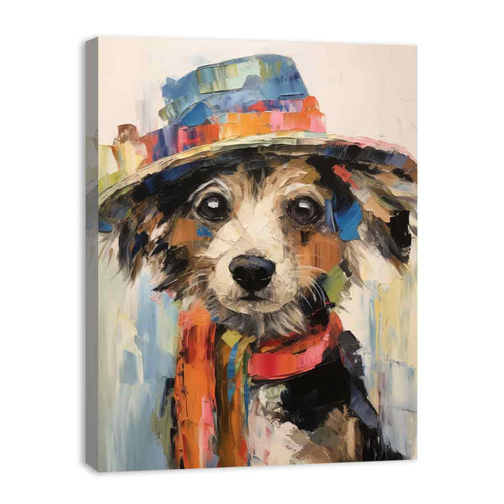 Dog Wearing Hat Modern Art