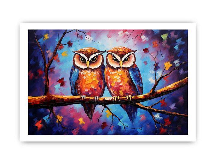 Two Owl Modern Art Painting
