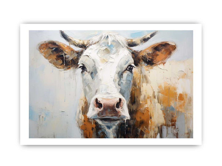 White Brown Cow Artwork