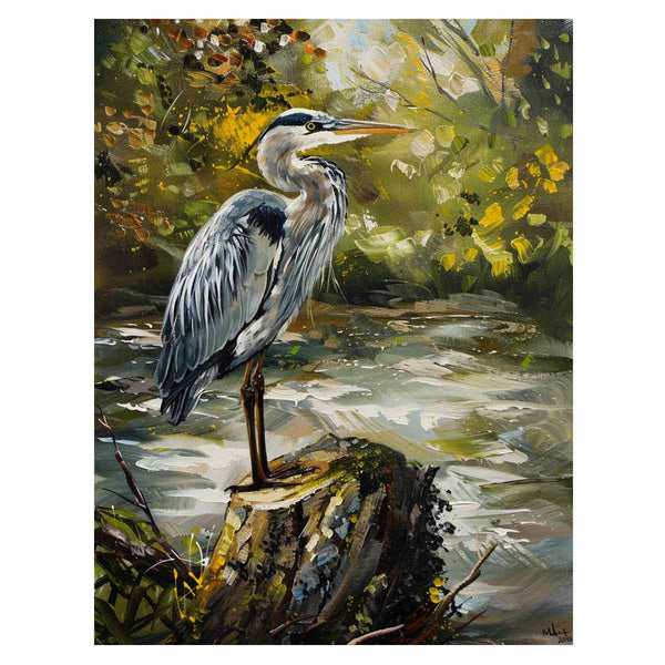 Grey Heron Bird  Painting