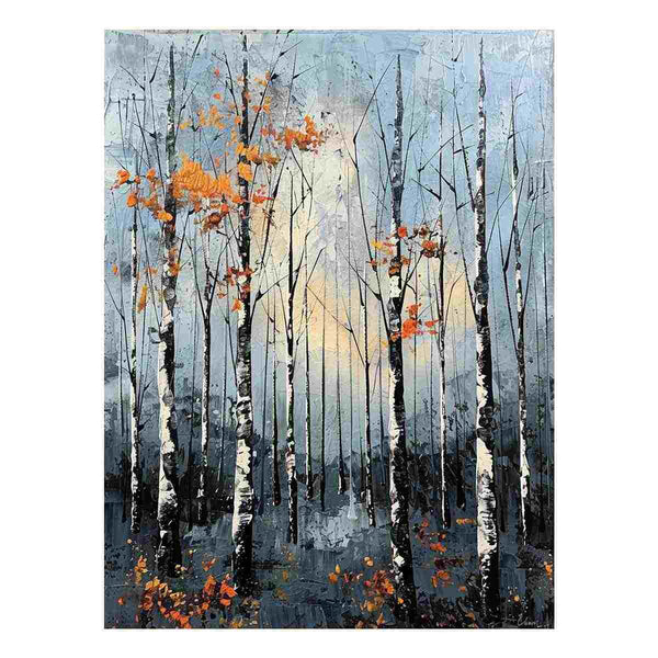Birch Forest Knife Art Painting
