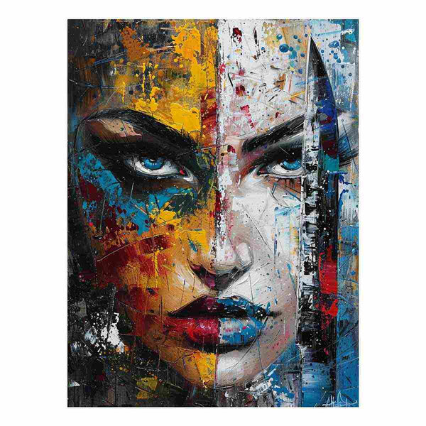 Woman Faces Knife Art Painting