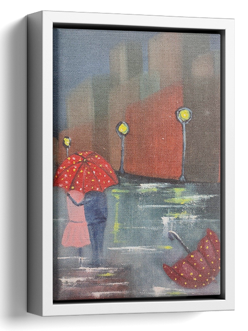 Romance in Rain Oil Painting 
